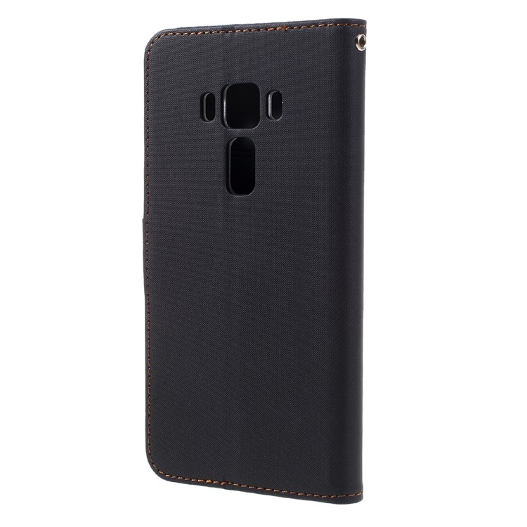 ROAR KOREA for Asus Zenfone 3 Deluxe ZS570KL Twill Grain Wallet Leather Phone Cover - Black-2