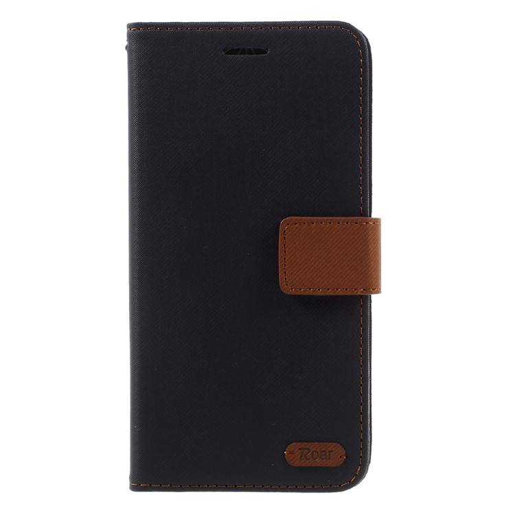 ROAR KOREA for Asus Zenfone 3 Deluxe ZS570KL Twill Grain Wallet Leather Phone Cover - Black-3