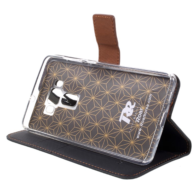 ROAR KOREA for Asus Zenfone 3 Deluxe ZS570KL Twill Grain Wallet Leather Phone Cover - Black-4