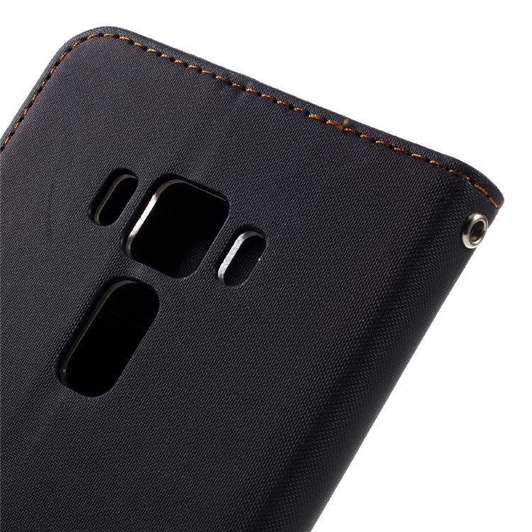 ROAR KOREA for Asus Zenfone 3 Deluxe ZS570KL Twill Grain Wallet Leather Phone Cover - Black-8