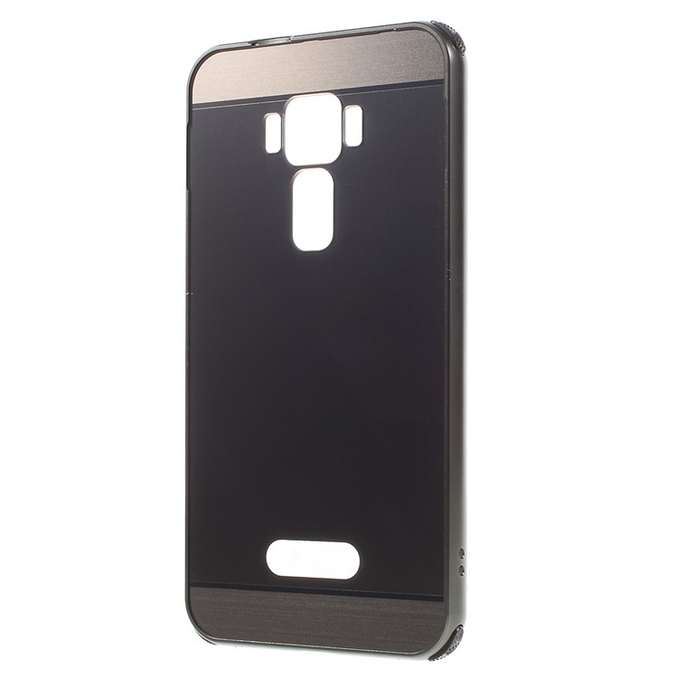 Slide-on Brushed PC Plate + Metal Bumper Hybrid Case for Asus Zenfone 3 ZE520KL - Black-1