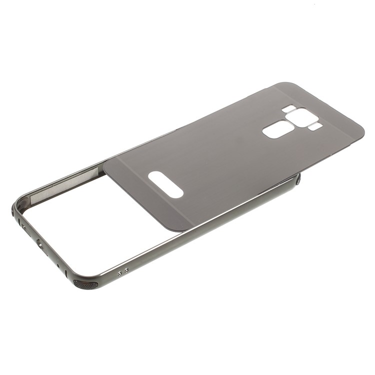 Slide-on Brushed PC Plate + Metal Bumper Hybrid Case for Asus Zenfone 3 ZE520KL - Black-4