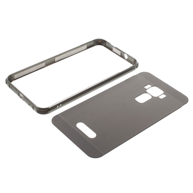 Slide-on Brushed PC Plate + Metal Bumper Hybrid Case for Asus Zenfone 3 ZE520KL - Black-5