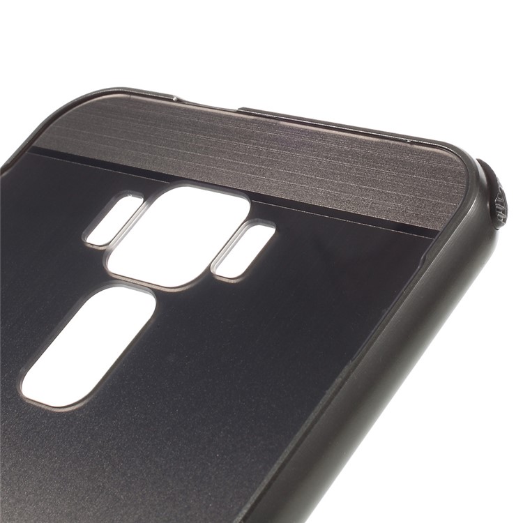 Slide-on Brushed PC Plate + Metal Bumper Hybrid Case for Asus Zenfone 3 ZE520KL - Black-6