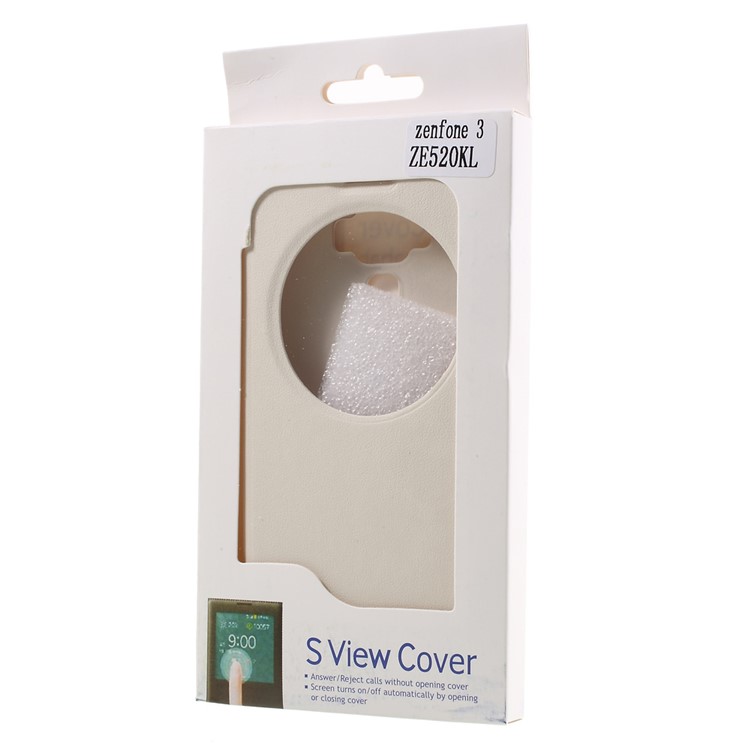 View Window Leather Smart Cover for Asus Zenfone 3 ZE520KL - White-9