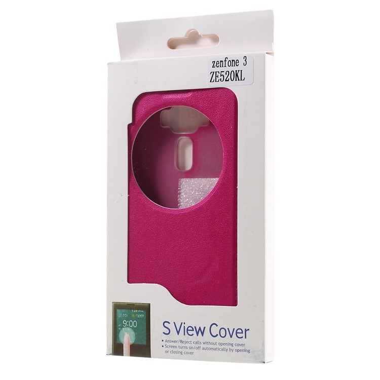 Smart View Window Leather Stand Shell for Asus Zenfone 3 ZE520KL - Rose-9
