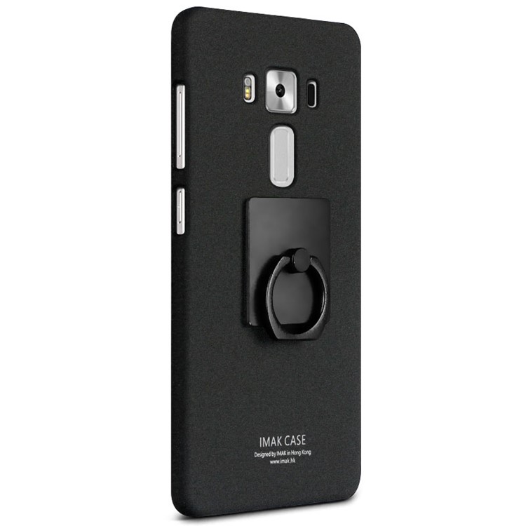 IMAK Frosted Finger Ring Kickstand Hard Case for Asus Zenfone 3 ZE552KL - Black-2
