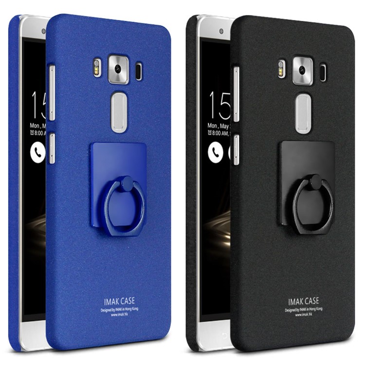 IMAK Frosted Finger Ring Kickstand Hard Case for Asus Zenfone 3 ZE552KL - Black-5