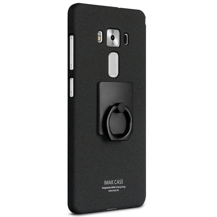 IMAK Matte Hard Plastic Case with Ring Kickstand for Asus Zenfone 3 Deluxe ZS570KL - Black-2