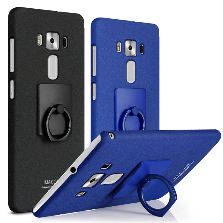 IMAK Matte Hard Plastic Case with Ring Kickstand for Asus Zenfone 3 Deluxe ZS570KL - Black-3