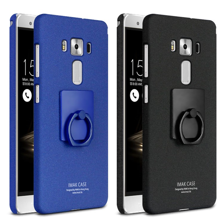 IMAK Matte Hard Plastic Case with Ring Kickstand for Asus Zenfone 3 Deluxe ZS570KL - Black-5