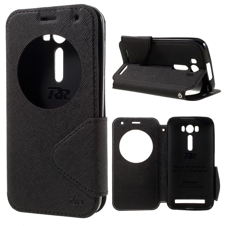 ROAR KOREA View Window Leather Stand Case for Asus Zenfone 2 Laser ZE500KG ZE500KL 5.0-inch - Black-1