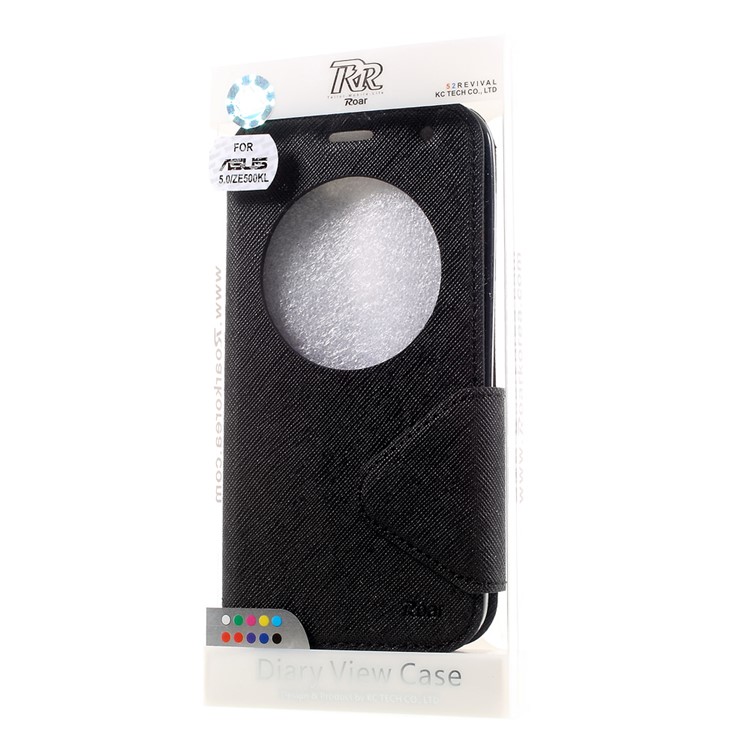 ROAR KOREA View Window Leather Stand Case for Asus Zenfone 2 Laser ZE500KG ZE500KL 5.0-inch - Black-10