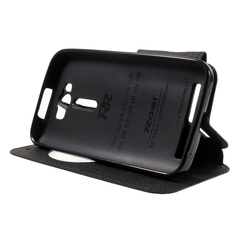 ROAR KOREA View Window Leather Stand Case for Asus Zenfone 2 Laser ZE500KG ZE500KL 5.0-inch - Black-4