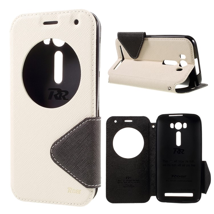 ROAR KOREA View Window Leather Stand Cover for Asus Zenfone 2 Laser ZE500KG ZE500KL 5.0-inch - White-1
