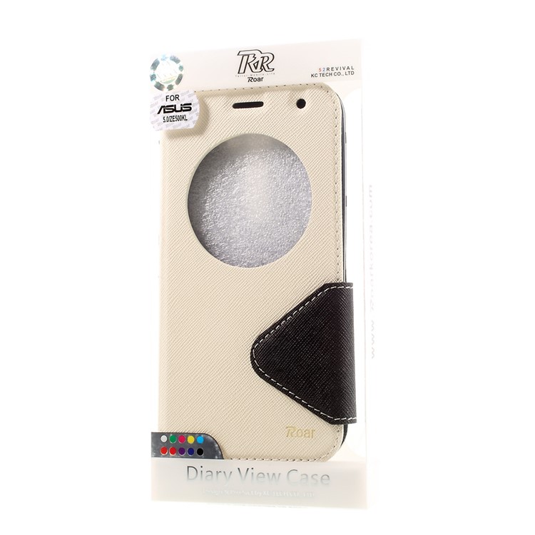 ROAR KOREA View Window Leather Stand Cover for Asus Zenfone 2 Laser ZE500KG ZE500KL 5.0-inch - White-10
