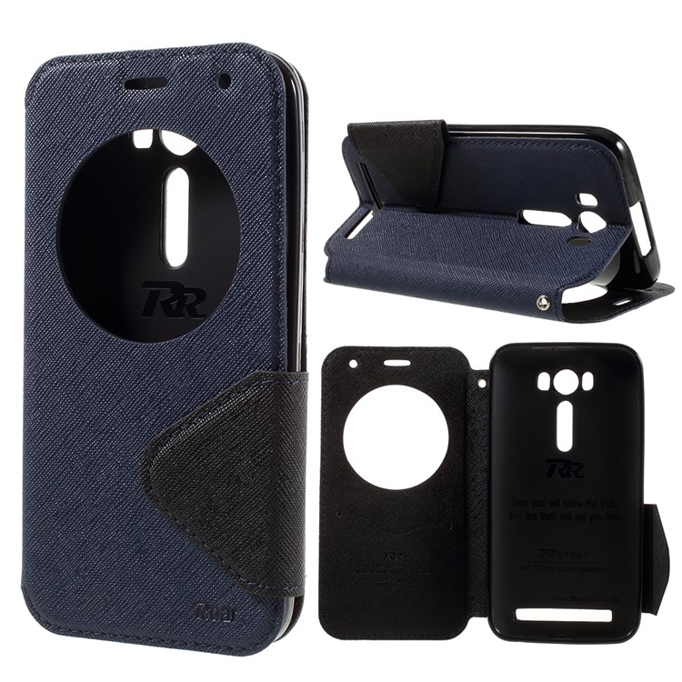 ROAR KOREA View Window Leather Phone Cover for Asus Zenfone 2 Laser ZE500KG ZE500KL 5.0-inch - Dark Blue-1