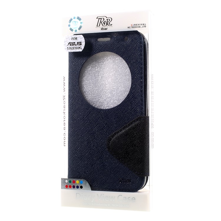 ROAR KOREA View Window Leather Phone Cover for Asus Zenfone 2 Laser ZE500KG ZE500KL 5.0-inch - Dark Blue-10