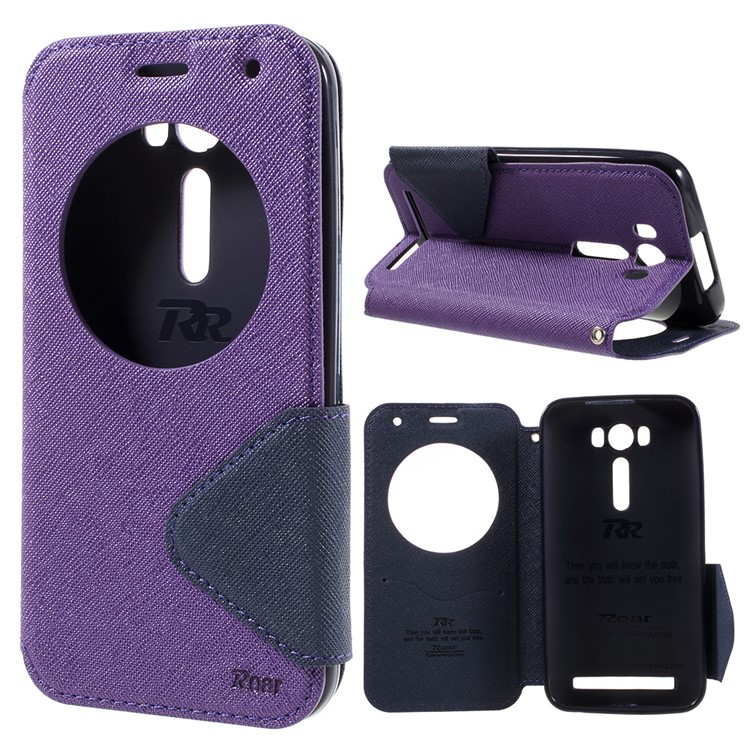 ROAR View Window Leather Protective Case for Asus Zenfone 2 Laser ZE500KG ZE500KL 5.0-inch - Purple-1