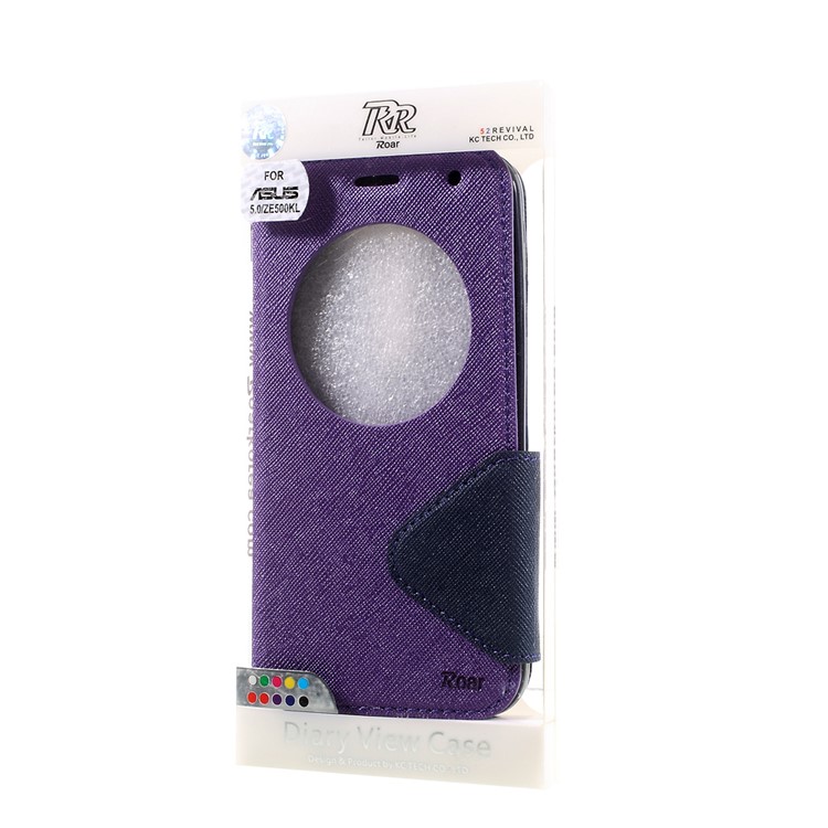 ROAR View Window Leather Protective Case for Asus Zenfone 2 Laser ZE500KG ZE500KL 5.0-inch - Purple-10