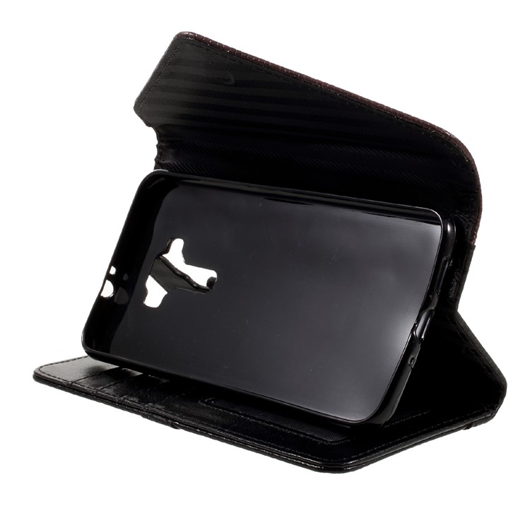 Bi-color Envelope Style Wallet Leather Stand Case with Lanyard for Asus Zenfone 3 ZE552KL - Brown / Black-4