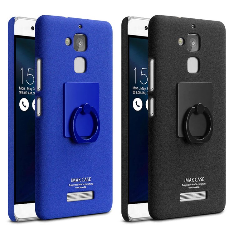 IMAK Finger Ring Holder Matte PC Case for Asus Zenfone 3 Max ZC520TL - Black-8