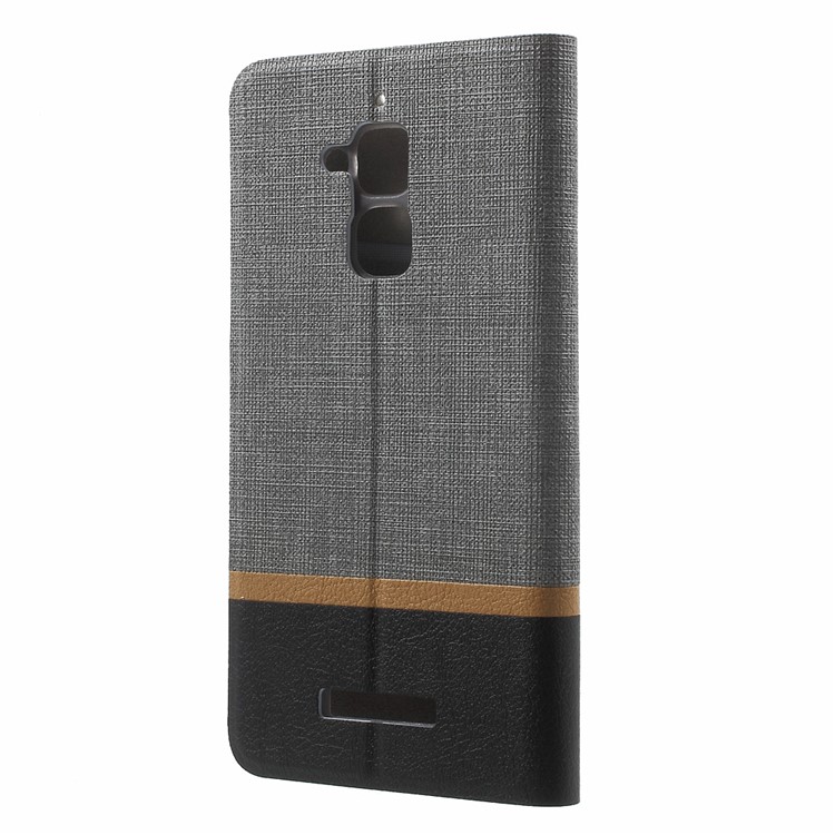 Cross Texture Leather Stand Shell with Card Slot for Asus Zenfone 3 MAX - Grey-2