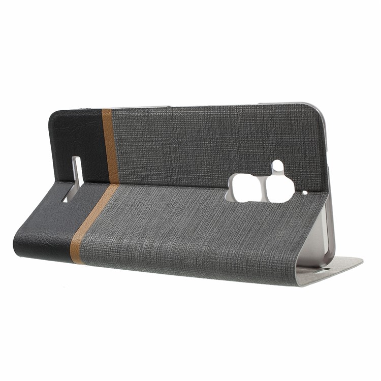 Cross Texture Leather Stand Shell with Card Slot for Asus Zenfone 3 MAX - Grey-3