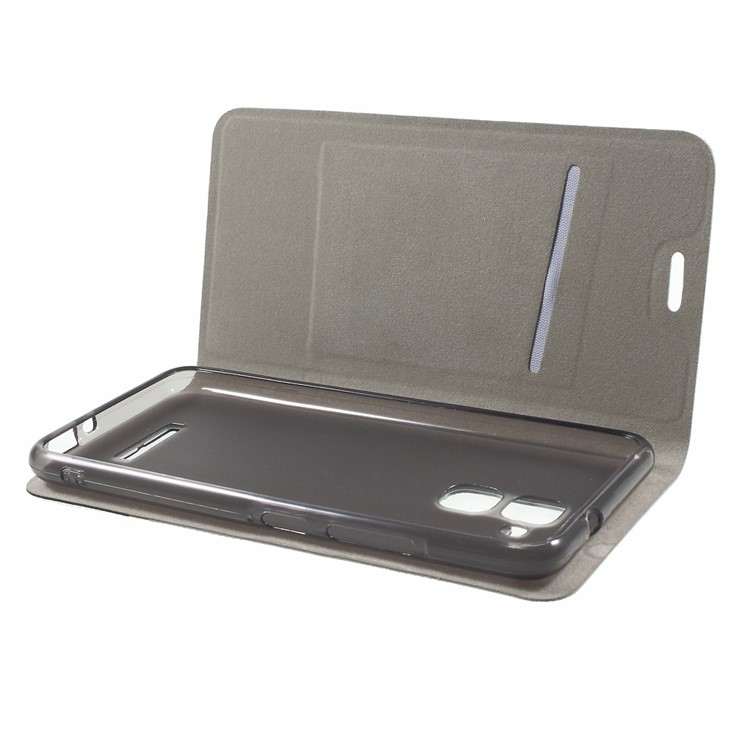 Cross Texture Leather Stand Shell with Card Slot for Asus Zenfone 3 MAX - Grey-5