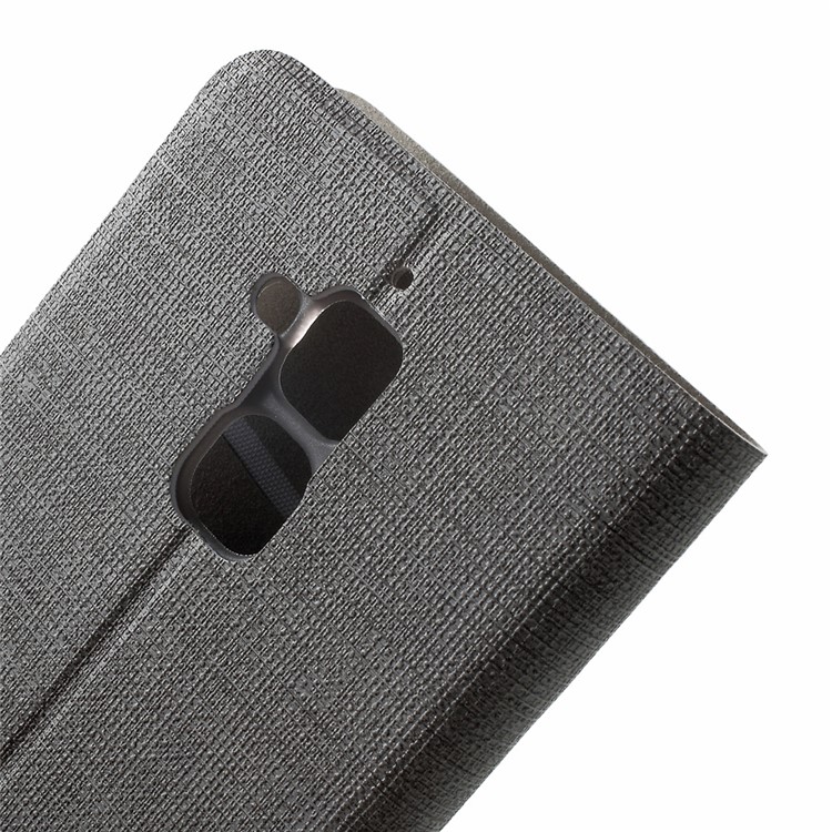 Cross Texture Leather Stand Shell with Card Slot for Asus Zenfone 3 MAX - Grey-7