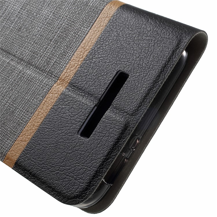 Cross Texture Leather Stand Shell with Card Slot for Asus Zenfone 3 MAX - Grey-9