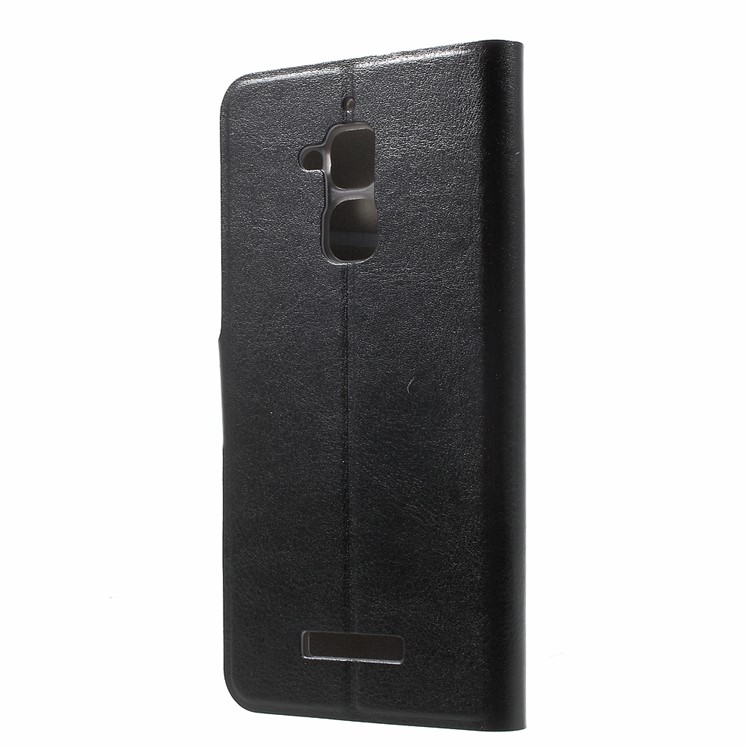 Crazy Horse Stand Leather Case for Asus Zenfone 3 Max Built-in Steel Sheet - Black-2