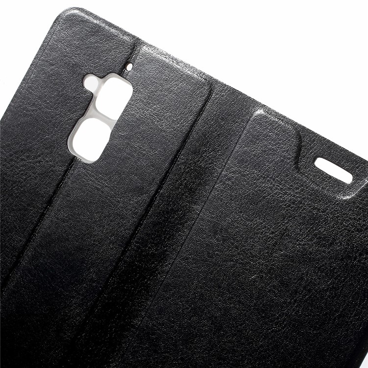 Crazy Horse Stand Leather Case for Asus Zenfone 3 Max Built-in Steel Sheet - Black-7