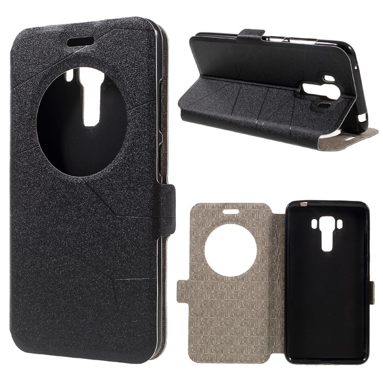 Window View Sand-like Leather Case for Asus Zenfone 3 Laser ZC551KL - Black-1