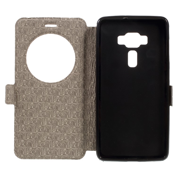 Window View Sand-like Leather Case for Asus Zenfone 3 Deluxe ZS570KL - Black-6