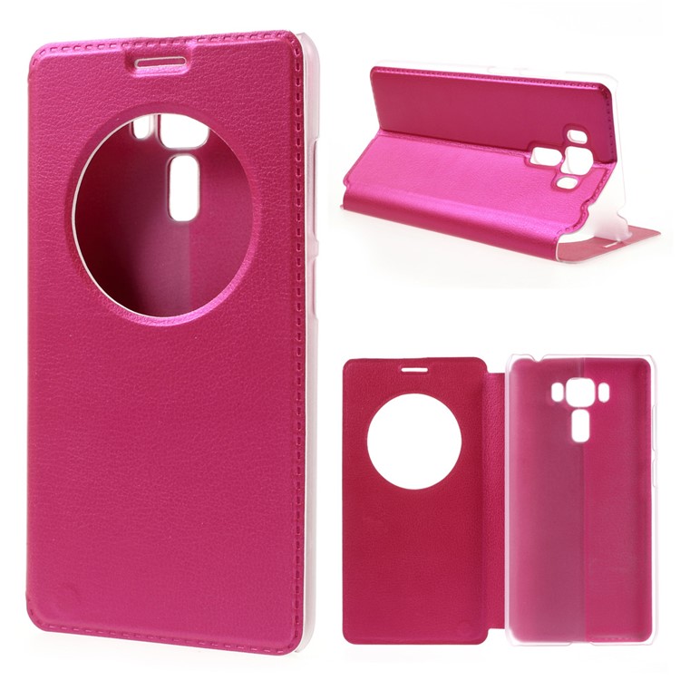 Hollow View Window Leather Shell for Asus Zenfone 3 Laser ZC551KL - Rose-1