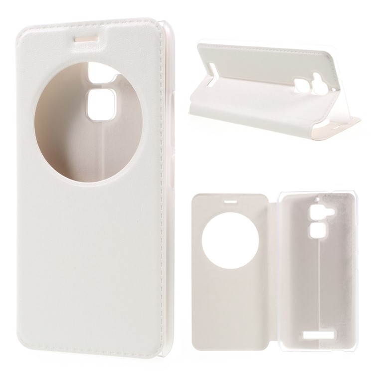 Hollow View Window Leather Case for Asus Zenfone 3 Max ZC520TL - White-1