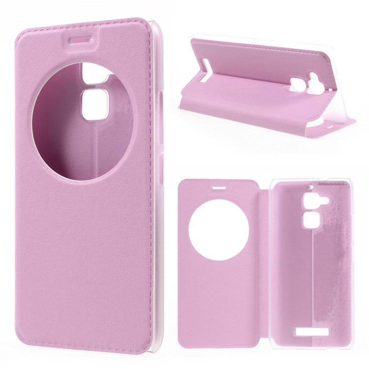 For Asus Zenfone 3 Max ZC520TL Hollow View Window Leather Shell - Pink-1