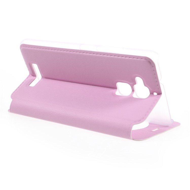 For Asus Zenfone 3 Max ZC520TL Hollow View Window Leather Shell - Pink-5