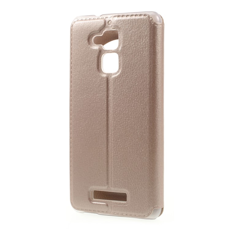 Hollow View Window Leather Stand Case for Asus Zenfone 3 Max ZC520TL - Gold-2