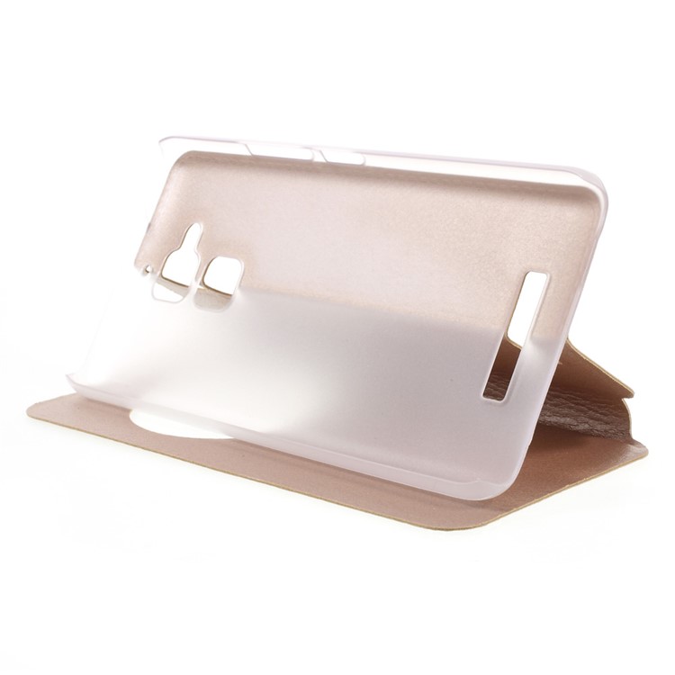 Hollow View Window Leather Stand Case for Asus Zenfone 3 Max ZC520TL - Gold-4