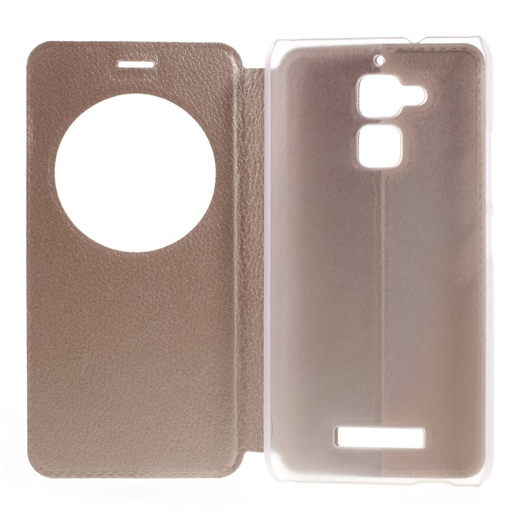 Hollow View Window Leather Stand Case for Asus Zenfone 3 Max ZC520TL - Gold-6
