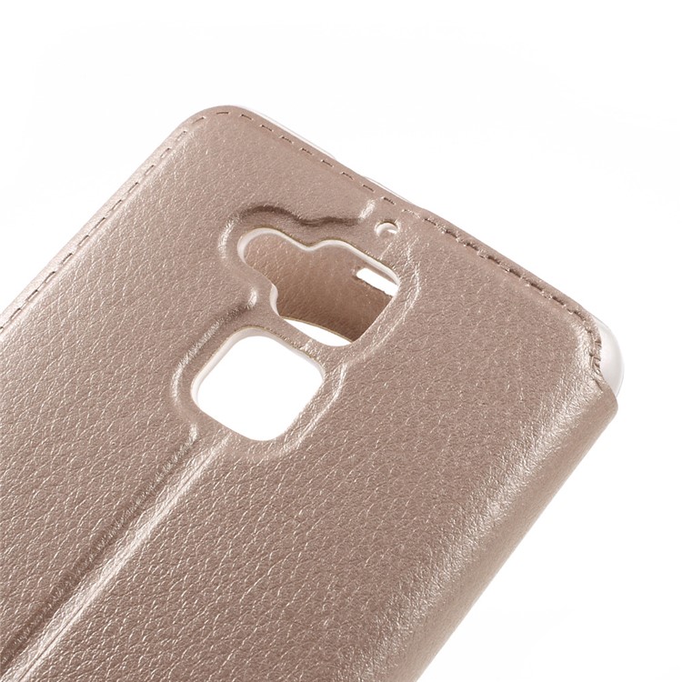 Hollow View Window Leather Stand Case for Asus Zenfone 3 Max ZC520TL - Gold-8