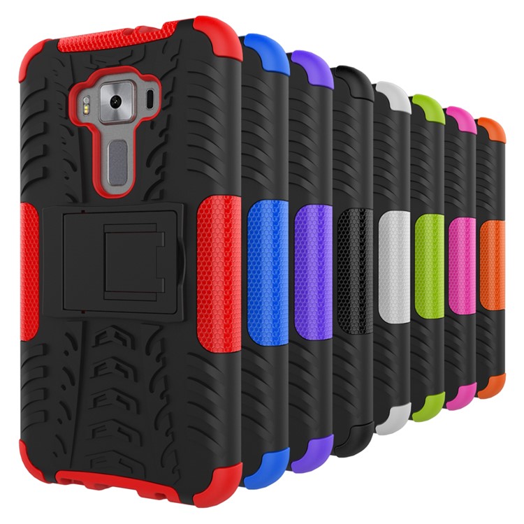 Skid-proof PC + TPU Hybrid Case with Kickstand for Asus Zenfone 3 ZE520KL - Black-11