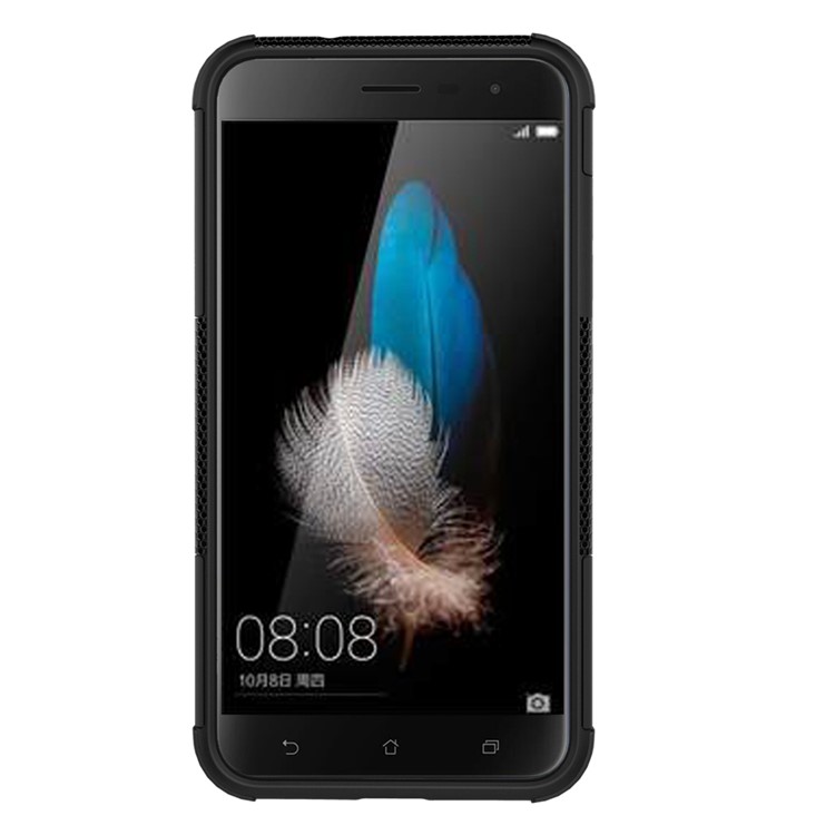 Skid-proof PC + TPU Hybrid Case with Kickstand for Asus Zenfone 3 ZE520KL - Black-3