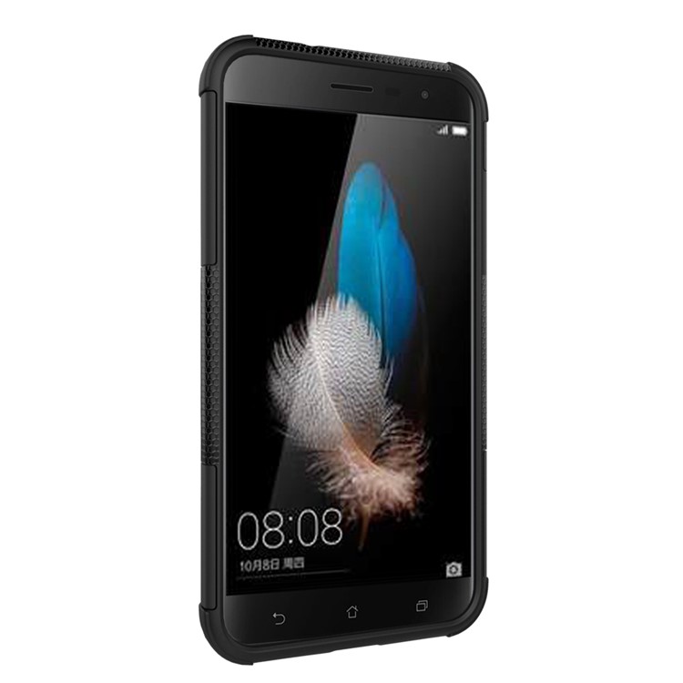 Skid-proof PC + TPU Hybrid Case with Kickstand for Asus Zenfone 3 ZE520KL - Black-4
