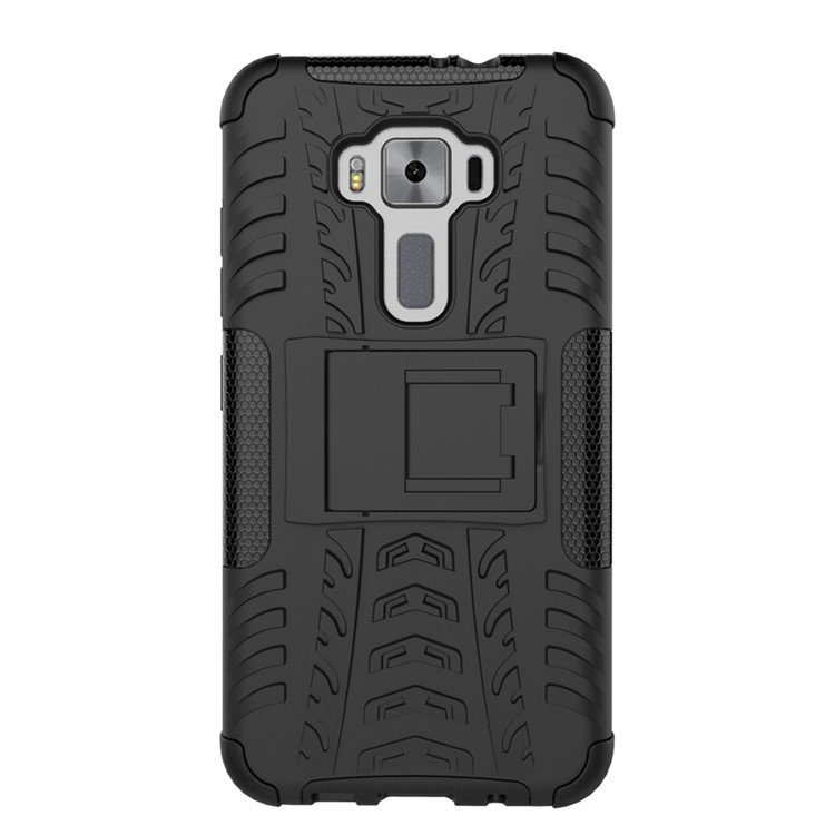 Skid-proof PC + TPU Hybrid Case with Kickstand for Asus Zenfone 3 ZE520KL - Black-6