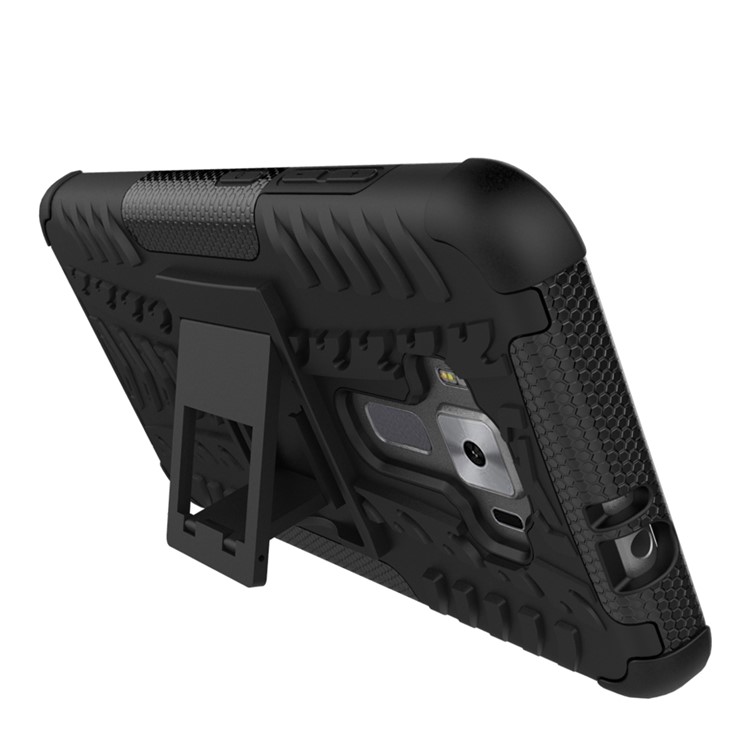 Skid-proof PC + TPU Hybrid Case with Kickstand for Asus Zenfone 3 ZE520KL - Black-9