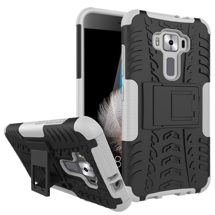 Skid-proof PC + TPU Hybrid Shell with Kickstand for Asus Zenfone 3 ZE520KL - White-1