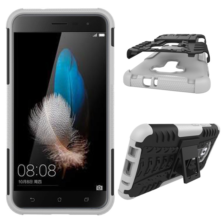 Skid-proof PC + TPU Hybrid Shell with Kickstand for Asus Zenfone 3 ZE520KL - White-2